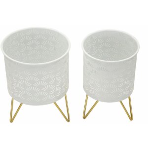 Mauro Ferretti Carly florero set de 2 Ø 16x20 y 13x20 cm oro blanco