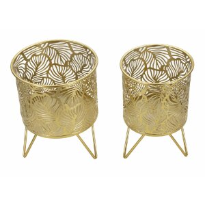 Jardinera Mauro Ferretti Naty set de 2 Ø 16x20 y 13x20 cm oro