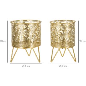Jardinera Mauro Ferretti Naty set de 2 Ø 16x20 y 13x20 cm oro