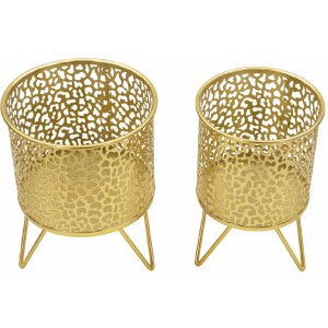 Mauro Ferretti Piny florero juego de 2 Ø 16x20 y 13x20 cm oro