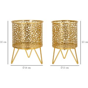 Mauro Ferretti Piny florero juego de 2 Ø 16x20 y 13x20 cm oro