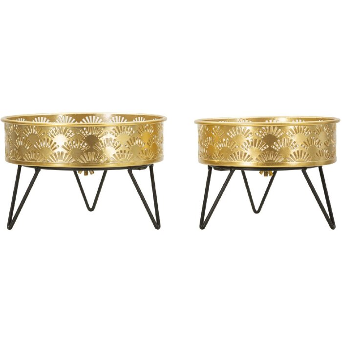 Mauro Ferretti Zanny florero set de 2 Ø 20.5x13 y 18x13 cm oro negro