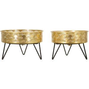 Mauro Ferretti Zanny florero set de 2 Ø 20.5x13 y 18x13 cm oro negro
