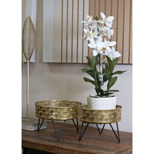 Mauro Ferretti Zanny florero set de 2 Ø 20.5x13 y 18x13 cm oro negro