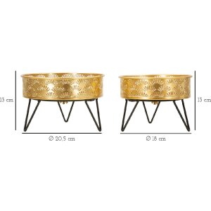 Mauro Ferretti Zanny florero set de 2 Ø 20.5x13 y 18x13 cm oro negro
