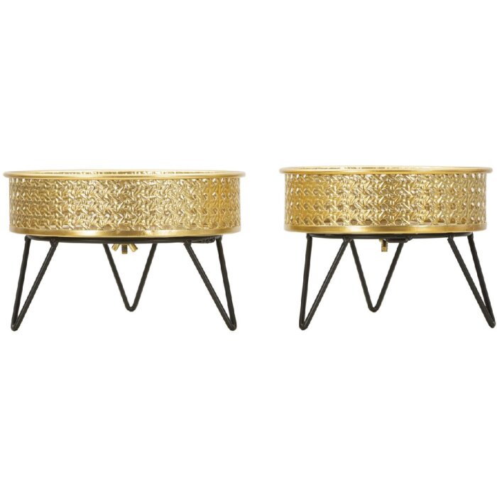 Mauro Ferretti Bossy florero set de 2 Ø 20.5x13 y 18x13 cm oro negro