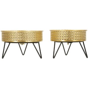 Mauro Ferretti Bossy florero set de 2 Ø 20.5x13 y 18x13 cm oro negro