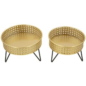 Mauro Ferretti Bossy florero set de 2 Ø 20.5x13 y 18x13 cm oro negro