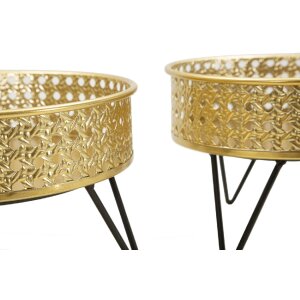 Mauro Ferretti Bossy florero set de 2 Ø 20.5x13 y 18x13 cm oro negro