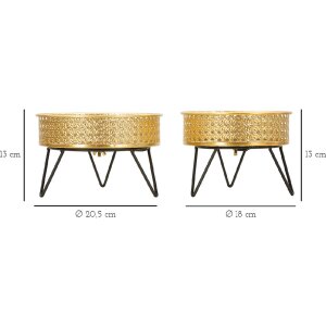 Mauro Ferretti Bossy florero set de 2 Ø 20.5x13 y 18x13 cm oro negro