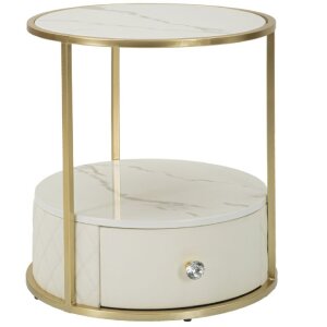 Mauro Ferretti Mesilla de noche Sharon Ø 43x48 cm oro blanco