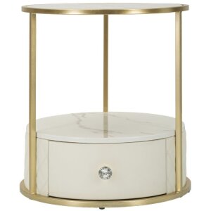 Mauro Ferretti Mesilla de noche Sharon Ø 43x48 cm oro blanco