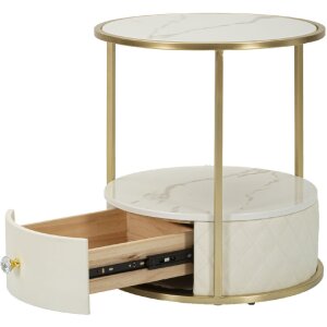 Mauro Ferretti Mesilla de noche Sharon Ø 43x48 cm oro blanco