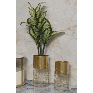 Jardinera Mauro Ferretti Livi set de 2 piezas Ø 23x43-20x36 cm oro