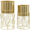 Jardinera Mauro Ferretti Livi set de 2 piezas Ø 23x43-20x36 cm oro