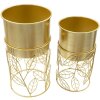 Jardinera Mauro Ferretti Livi set de 2 piezas Ø 23x43-20x36 cm oro