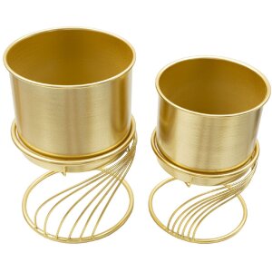 Jardinera Mauro Ferretti Spirally Set 2 piezas Ø 23x35-20x30 cm oro