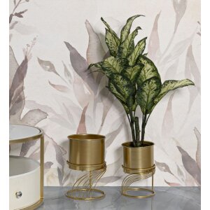 Jardinera Mauro Ferretti Spirally Set 2 piezas Ø 23x35-20x30 cm oro
