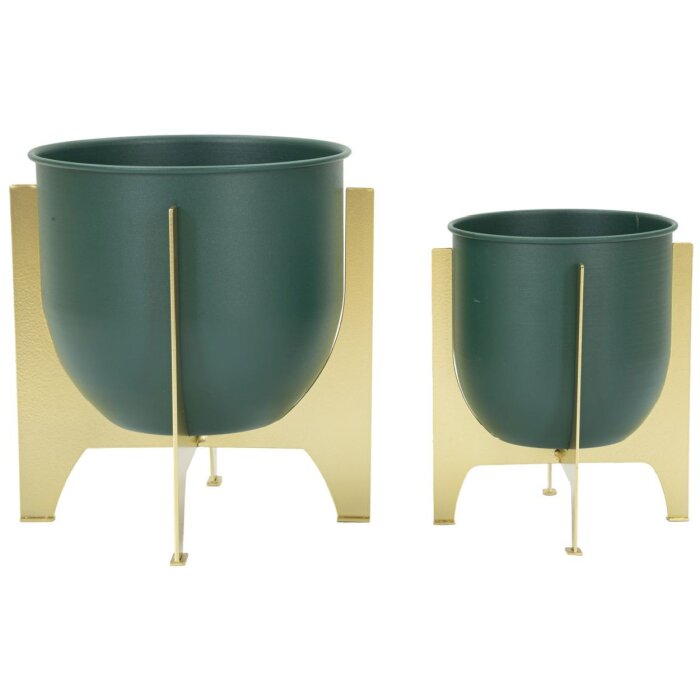 Mauro Ferretti florero Grent Shet Set 2 piezas Ø 24,5x26-19x21 cm oro verde