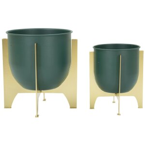 Mauro Ferretti florero Grent Shet Set 2 piezas Ø 24,5x26-19x21 cm oro verde