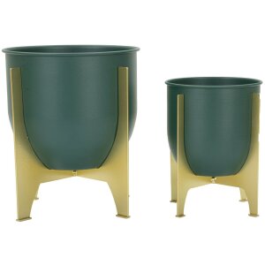 Mauro Ferretti florero Grent Shet Set 2 piezas Ø 24,5x26-19x21 cm oro verde