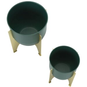 Mauro Ferretti florero Grent Shet Set 2 piezas Ø 24,5x26-19x21 cm oro verde