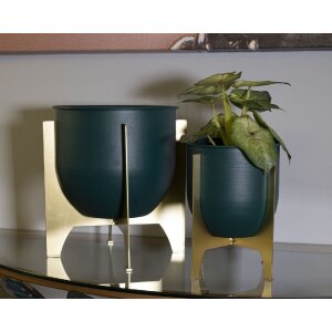 Mauro Ferretti florero Grent Shet Set 2 piezas Ø 24,5x26-19x21 cm oro verde