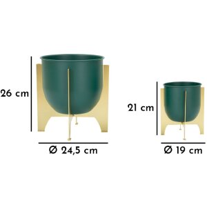 Mauro Ferretti florero Grent Shet Set 2 piezas Ø 24,5x26-19x21 cm oro verde