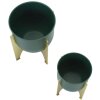 Mauro Ferretti florero Grent Shet Set 2 piezas Ø 24,5x26-19x21 cm oro verde