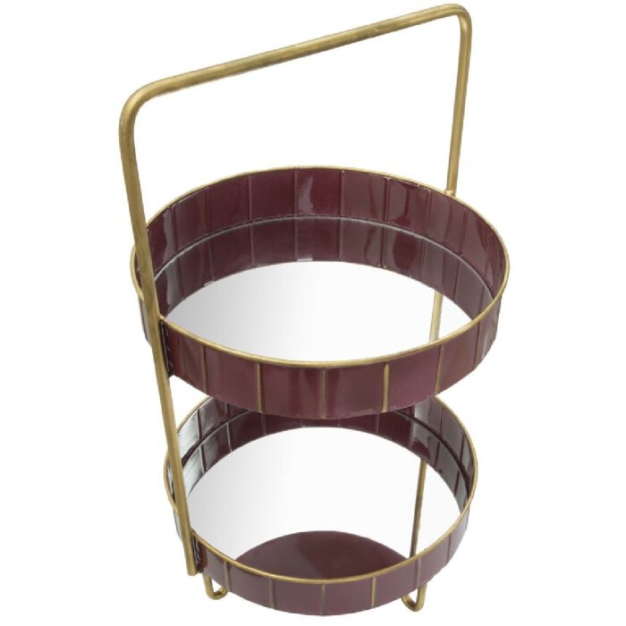 Mauro Ferretti Estante decorativo doble Glam Ø 36,5x34,5x56,5 cm oro burdeos