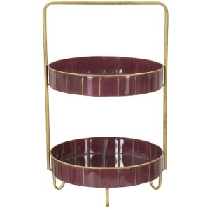 Mauro Ferretti Estante decorativo doble Glam Ø 36,5x34,5x56,5 cm oro burdeos