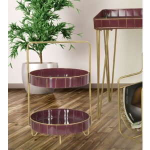 Mauro Ferretti Estante decorativo doble Glam Ø 36,5x34,5x56,5 cm oro burdeos