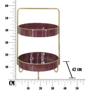Mauro Ferretti Estante decorativo doble Glam Ø 36,5x34,5x56,5 cm oro burdeos