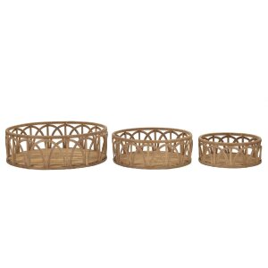 Mauro Ferretti juego de bandejas Fuji 3 piezas Ø 50x16-40x14-30x12 cm marrón