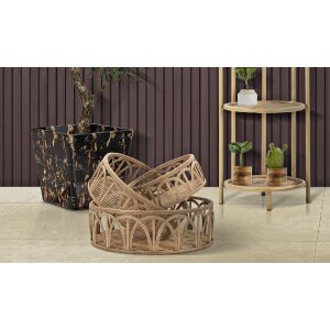 Mauro Ferretti juego de bandejas Fuji 3 piezas Ø 50x16-40x14-30x12 cm marrón