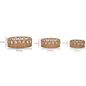Mauro Ferretti juego de bandejas Fuji 3 piezas Ø 50x16-40x14-30x12 cm marrón