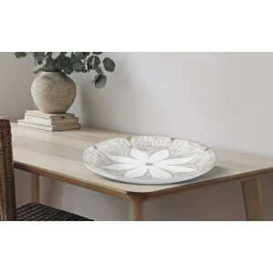 Mauro Ferretti bandeja decorativa Atene Poliresina Blanco Lavado Ø 35,5x4,4 cm Boho Chic