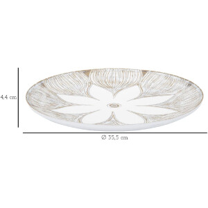 Mauro Ferretti bandeja decorativa Atene Poliresina Blanco Lavado Ø 35,5x4,4 cm Boho Chic