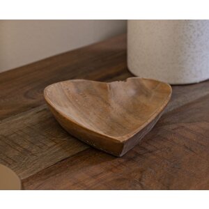 Mauro Ferretti cuenco decorativo Kiha forma corazón 15x17x3,5 cm marrón