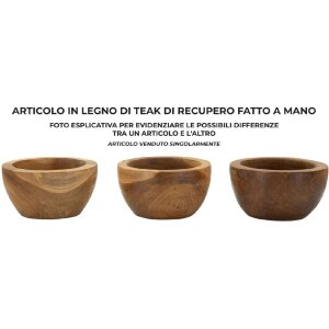 Bandeja Erusi Simple Teca Ø 15x9,5 cm Marrón Teca reciclada Hecha a mano