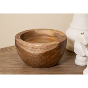 Bandeja Erusi Simple Teca Ø 15x9,5 cm Marrón Teca reciclada Hecha a mano
