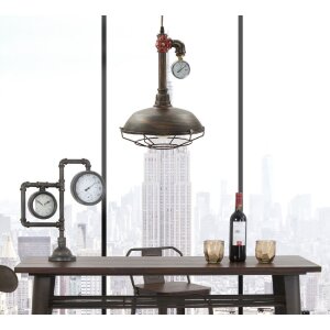 Mauro Ferretti lámpara de techo Manhattan redonda E27 Ø 26x36 cm oscuro