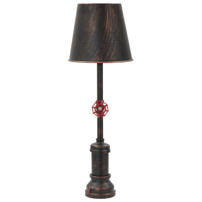 Mauro Ferretti Lámpara de mesa Manhattan Single E27 Ø 21x64 cm cobre negro