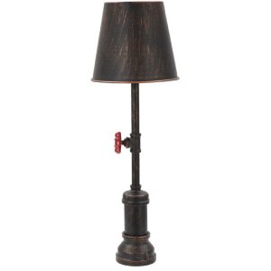 Mauro Ferretti Lámpara de mesa Manhattan Single E27 Ø 21x64 cm cobre negro