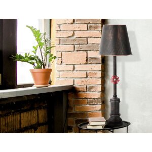 Mauro Ferretti Lámpara de mesa Manhattan Single E27 Ø 21x64 cm cobre negro