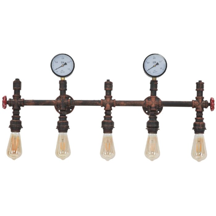 Mauro Ferretti aplique industrial 5 luces E27 86x9x32 cm negro