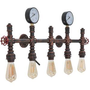 Mauro Ferretti aplique industrial 5 luces E27 86x9x32 cm negro