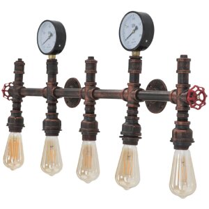 Mauro Ferretti aplique industrial 5 luces E27 86x9x32 cm negro