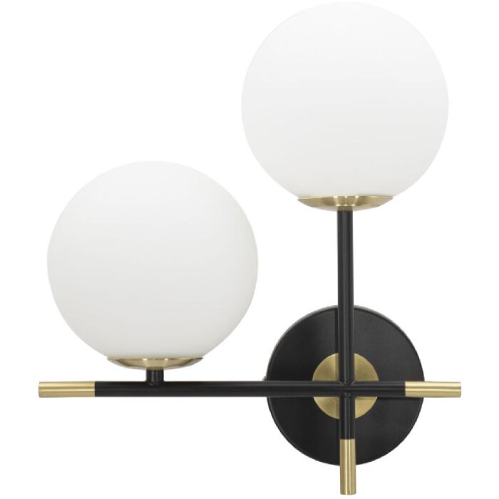 Mauro Ferretti aplique Darky doble E14 30x17x35 cm oro blanco negro