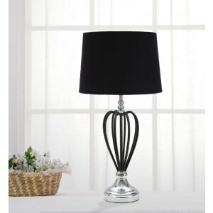 Mauro Ferretti Darky lámpara de mesa plata E27 Ø 28x56 cm negro plata